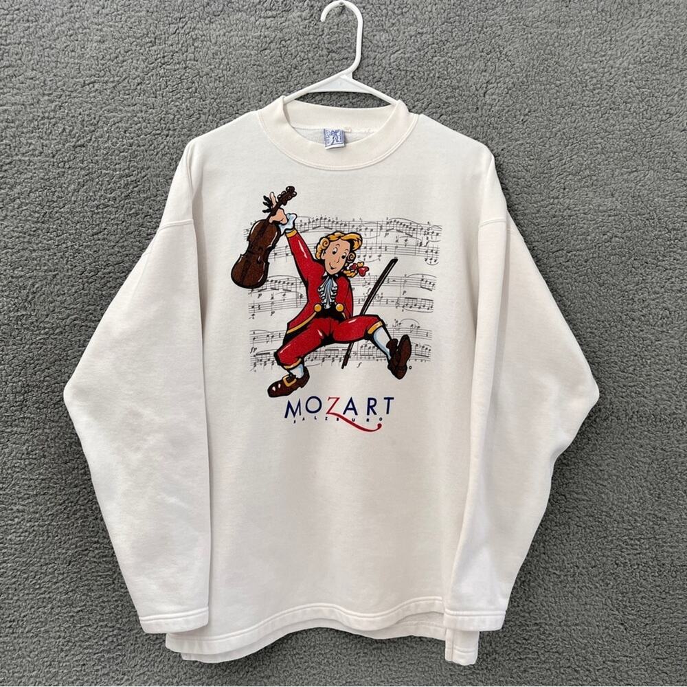 VTG 90s Mozart Salzburg Break Thru Sweatshirt Crewneck Composer Art Music XL